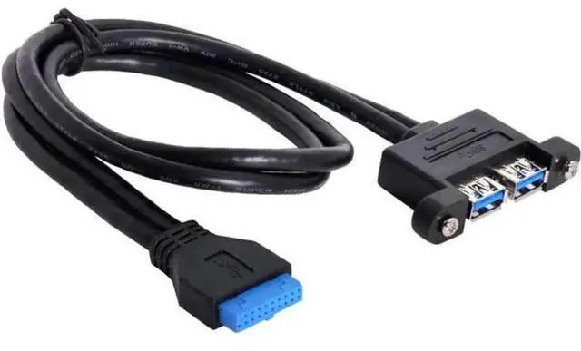 Alt view image 5 of 6 - 0.5M 1.64ft ScrewMount 2Ports USB3.0 FrontPanel Cable, Dual USB 3.0 Female to Motherboard 20Pin Male Internal Extension Cord for PC Chassis FrontI/O Panel Installation