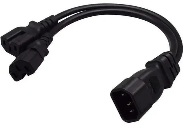 Alt view image 4 of 5 - 1FT IEC C14 Male to Dual C15 Female YSplitter Power Cable, PDU Style Computer Power Extension Cord, C14 to 2×C15 Converter Plug for Server, PDU, RackMount Network Equipment Power Distribution