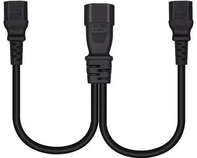 Alt view image 3 of 5 - 1FT IEC C14 Male to Dual C15 Female YSplitter Power Cable, PDU Style Computer Power Extension Cord, C14 to 2×C15 Converter Plug for Server, PDU, RackMount Network Equipment Power Distribution