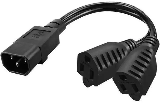 Alt view image 4 of 5 - 1FT IEC C14 Male to Dual NEMA 515R Female YSplitter Power Cable, PDUStyle Rack Power Cord, C14 to 2×515R Converter for Server PDU, IT Cabinet to Standard US Outlet Power Distribution