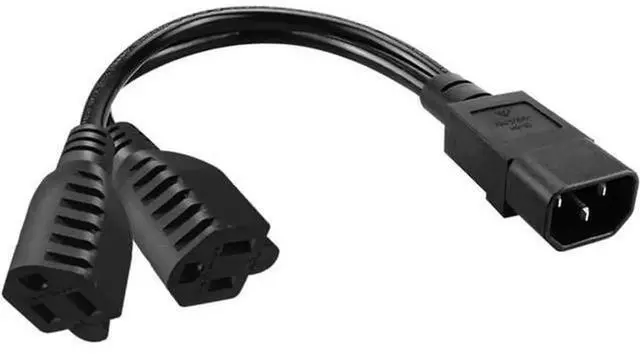 Alt view image 2 of 5 - 1FT IEC C14 Male to Dual NEMA 515R Female YSplitter Power Cable, PDUStyle Rack Power Cord, C14 to 2×515R Converter for Server PDU, IT Cabinet to Standard US Outlet Power Distribution