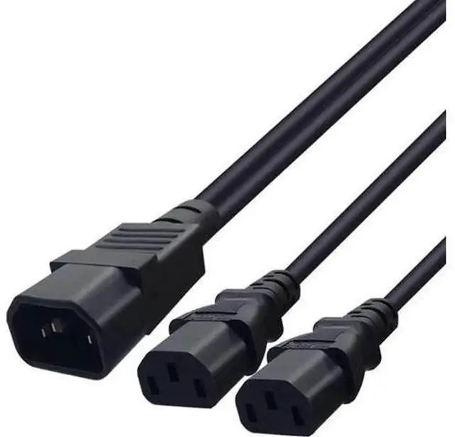 Main image of 1FT IEC C14 Male to Dual C13 Female YSplitter Power Cable, PDUStyle Rack Power Extension Cord, C14 to 2×C13 Converter for Server, Network Switch, RackMount IT Equipment Power Distribution