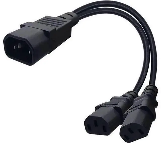 Alt view image 3 of 5 - 1FT IEC C14 Male to Dual C13 Female YSplitter Power Cable, PDUStyle Rack Power Extension Cord, C14 to 2×C13 Converter for Server, Network Switch, RackMount IT Equipment Power Distribution