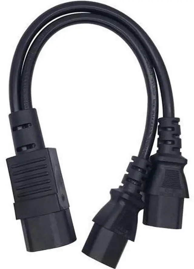 Alt view image 4 of 5 - 1FT IEC C14 Male to Dual C13 Female YSplitter Power Cable, PDUStyle Rack Power Extension Cord, C14 to 2×C13 Converter for Server, Network Switch, RackMount IT Equipment Power Distribution
