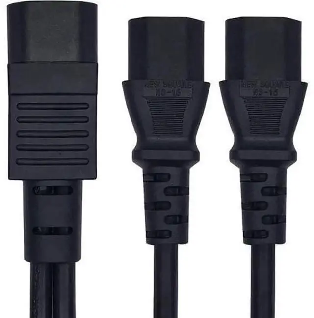 Alt view image 5 of 5 - 1FT IEC C14 Male to Dual C13 Female YSplitter Power Cable, PDUStyle Rack Power Extension Cord, C14 to 2×C13 Converter for Server, Network Switch, RackMount IT Equipment Power Distribution