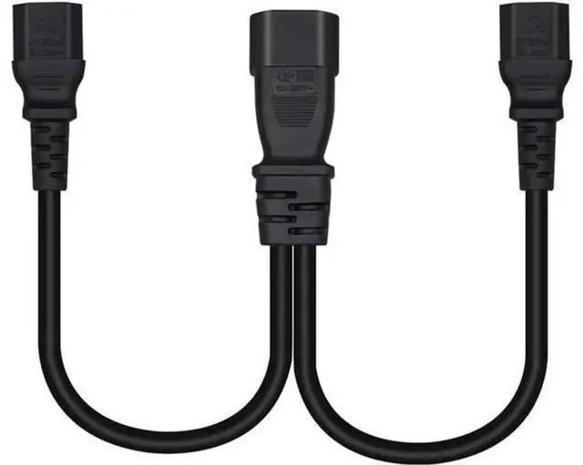Alt view image 3 of 5 - 1FT IEC C14 Male to Dual C15 Female YSplitter Power Cable, PDU RackGrade Power Cord, C14 to 2×C15 Converter for Server, HeatResistant RackMount IT Hardware Power Distribution