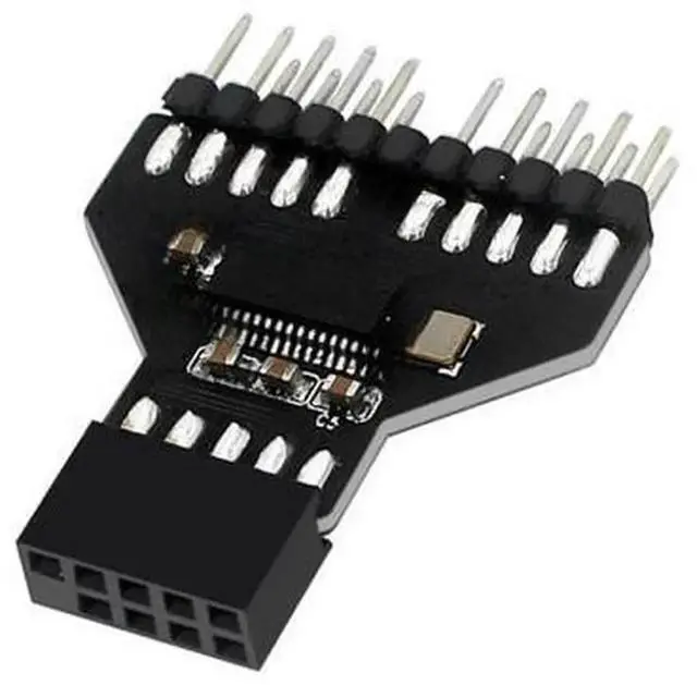 Main image of 2Pcs/Lot Motherboard USB2.0 9Pin Header 1to2 Splitter Extension Cable Adapter, Internal Mainboard USB 2.0 9Pin Header Converter for PC Chassis FrontPanel USB Port Expansion