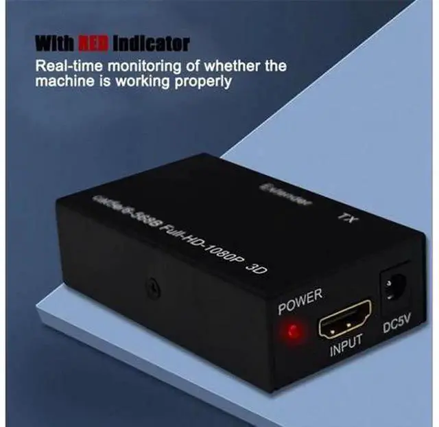 Alt view image 4 of 6 - 1 Pair 1080P FHD HDMICompatible to RJ45 60M Extender Sender & Receiver, Video Transmitter Over CAT5E/CAT6 Ethernet Cable for TV PC Laptop HDTV Display, With US Power Adapter