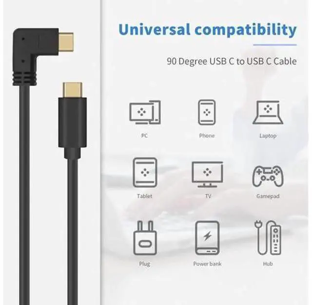 Alt view image 2 of 7 - 1Ft 90 Degree RightAngle USBC to USBC Cable, USB3.1 10Gbps 60W PD Short TypeC Charging Data Cord for Samsung Galaxy S20, MacBook Pro and Other USBC Enabled Devices