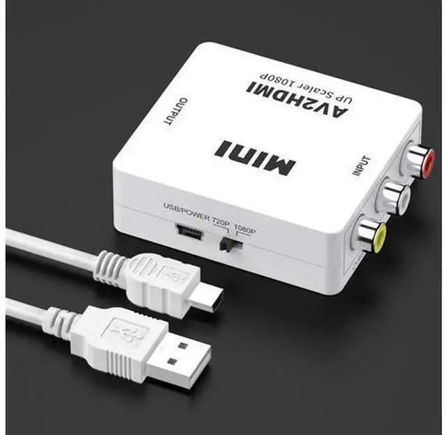 Alt view image 5 of 5 - RCA AV to HDMI HD Converter Box, Composite CVBS AV2HDMI Audio Video Adapter with Mini USB Charging Cable, AnalogtoDigital Signal Converter for Wii NES SNES Retro Game Consoles