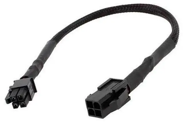 Main image of Sleeved ATX 4Pin P4 Male to P4 Female CPU Power Extension Cable, Black Braided Extension Cord for Desktop Motherboard CPU Power Supply Wiring Modding