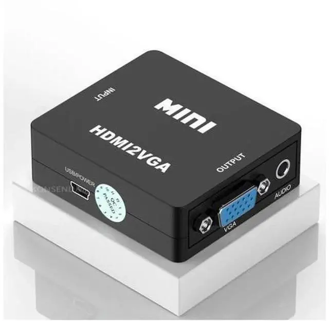 Main image of Mini HDMI to VGA Converter With Audio Output 1080P, VGA to HDMI Video Audio Adapter Box, White VGA2HDMI for TV Box PC Laptop Desktop Monitor Projector Media Player