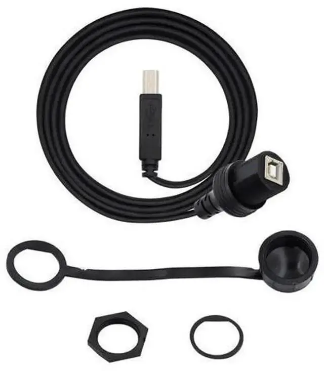 Main image of 1M USB2.0 BType Male to Female PanelMount Extension Cable, 480Mbps Waterproof Dustproof USB Cord, Data & Power Transfer for Car Dashboard Industrial Equipment Fixed Installation