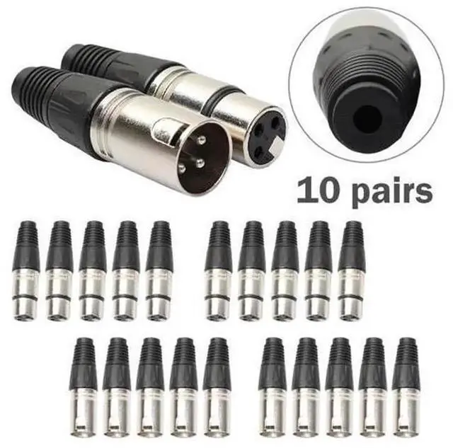 Main image of 3Pin XLR Male Female Audio Connector Set, XLR Microphone Cable Plug Socket Terminal, SolderType XLR Connector Accessories for Mic Audio Cable Assembly Repair