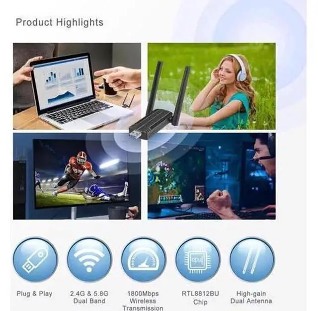 Alt view image 5 of 7 - USB 3.0 AX1800 WiFi 6 Wireless Adapter for PC Laptop, 802.11ax Dual Band WiFi Dongle, HighSpeed Wireless Network Adapter for Desktop Computer Supports Windows 7 10 11