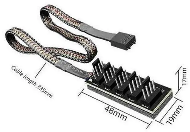 Alt view image 3 of 7 - 1 to 5 4Pin PWM Fan Hub Extension Cable, 4Pin PWM CPU Case Cooling Fan Power Splitter Adapter Cable for PC Chassis, Motherboard PWM Port MultiFan Synchronous Speed Control