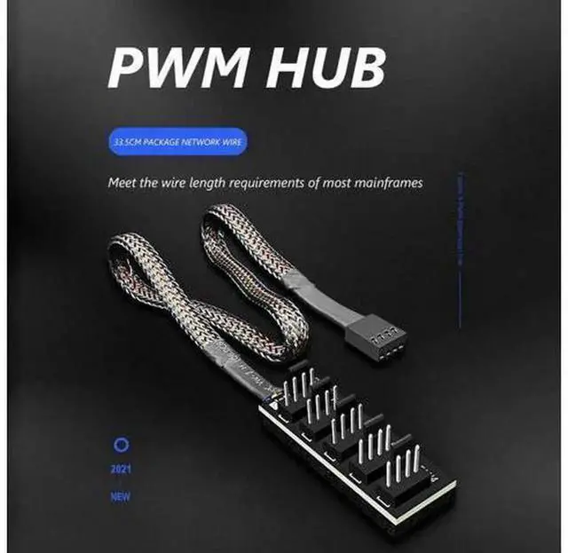 Alt view image 4 of 7 - 1 to 5 4Pin PWM Fan Hub Extension Cable, 4Pin PWM CPU Case Cooling Fan Power Splitter Adapter Cable for PC Chassis, Motherboard PWM Port MultiFan Synchronous Speed Control