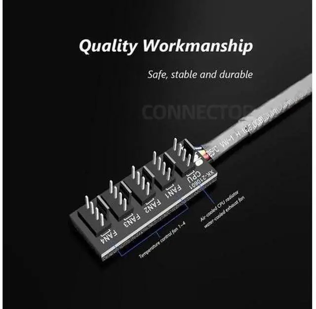 Alt view image 5 of 7 - 1 to 5 4Pin PWM Fan Hub Extension Cable, 4Pin PWM CPU Case Cooling Fan Power Splitter Adapter Cable for PC Chassis, Motherboard PWM Port MultiFan Synchronous Speed Control