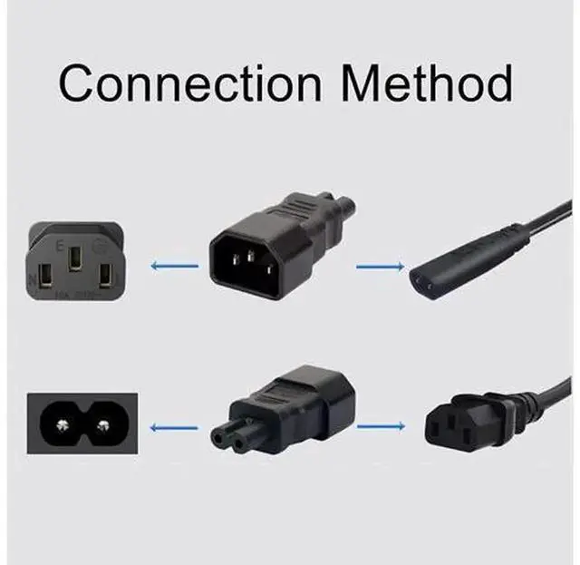 Alt view image 3 of 4 - IEC320 C14 to C7 Power Converter Adapter, Universal IEC Socket Power Adaptor for Computer, TV, PDU, UPS Devices, AC Power Cord Gender Changer Connector