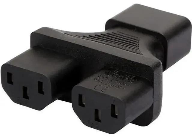 Main image of IEC320 C14 to Dual C13 Power Converter Adapter, Universal IEC Socket Power Adaptor for Computer, TV, PDU, UPS, Splitter Power Cord Connector