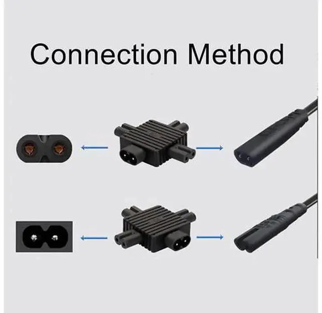 Alt view image 3 of 4 - IEC320 C8 to 3×C7 Power Converter Adapter, Universal IEC Socket Power Adaptor for Computer, TV, PDU, UPS, OnetoThree AC Power Splitter Connector