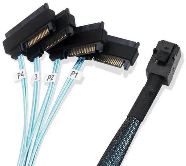 Alt view image 3 of 5 - SFF8643 Internal Mini SAS HD to 4×29Pin SFF8482 Breakout Cable 1M(3.3Ft), 12Gb/s SAS 3.0 Cord with Integrated SAS 15Pin Power Port for Server RAID Controller & Storage Drives