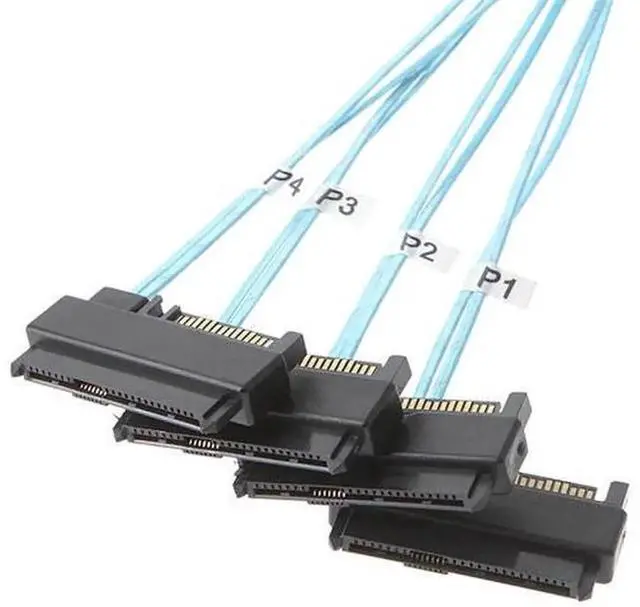 Alt view image 4 of 5 - SFF8643 Internal Mini SAS HD to 4×29Pin SFF8482 Breakout Cable 1M(3.3Ft), 12Gb/s SAS 3.0 Cord with Integrated SAS 15Pin Power Port for Server RAID Controller & Storage Drives