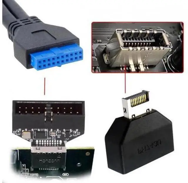 Alt view image 4 of 7 - Overmolded TypeE IDC Socket USB3.1 FrontPanel Header to USB3.0 20Pin Extension Adapter with CH334P Chip, Internal PC Chassis Converter for Motherboard USB Port Expansion