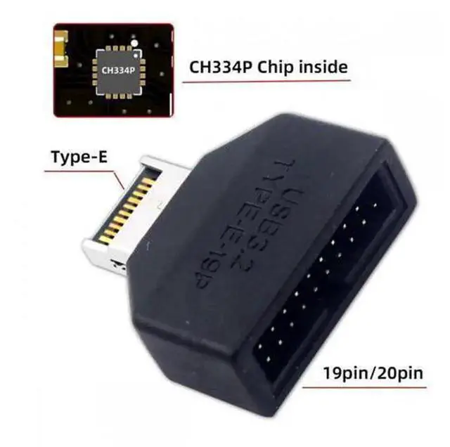 Alt view image 6 of 7 - Overmolded TypeE IDC Socket USB3.1 FrontPanel Header to USB3.0 20Pin Extension Adapter with CH334P Chip, Internal PC Chassis Converter for Motherboard USB Port Expansion