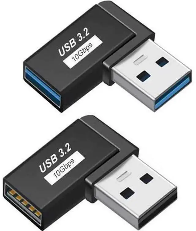 Main image of 90 Degree Left & Right Angle USB 3.0 Male to Female Extension Adapter 2Pack Black, 5Gbps USB Extender Connector for Laptop PC Game Console Flash Drive Hard Drive Printer Camera USBA Devices