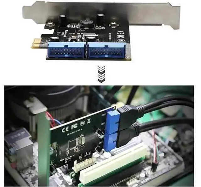 Alt view image 6 of 6 - Super Speed PCI Express to Dual 20Pin USB 3.0 Controller Card, PCIE X1 to 2 Ports USB 3.0 Internal Header Expansion Card with LowProfile Bracket for Desktop PC
