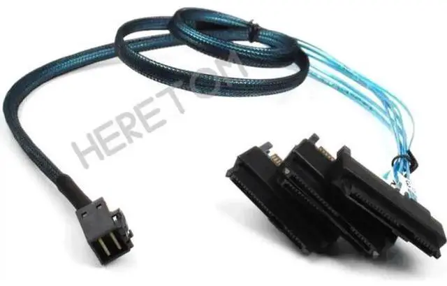 Main image of SFF8643 to 4 SFF8482 Internal Mini SAS HD Cable, 12GB/s SAS SATA Cable with SAS 15Pin Power Port, SFF8643 Host to 4×29Pin SFF8482 Hard Drive Connector Cord