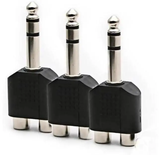 Alt view image 4 of 4 - 3Pack 1/4 Inch 6.35mm Stereo Male to Dual RCA Female Audio Adapter, 6.356.5mm TRS Male to 2RCA Female DoubleChannel Converter for Amplifiers Mixers Sound Equipment