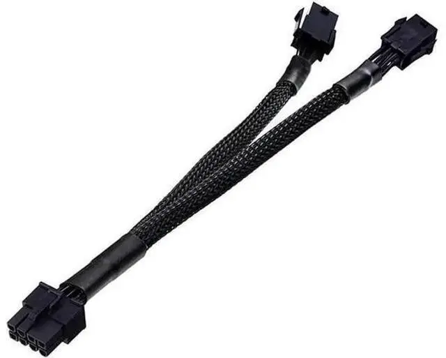 Main image of Dual 6Pin Female to 8Pin Male GPU Power Adapter Cable, Braided Sleeved 9Inch PCIe Graphics Card Conversion Cord, Dual 6Pin to 8Pin Power Cable for Desktop Graphics Card Power Supply