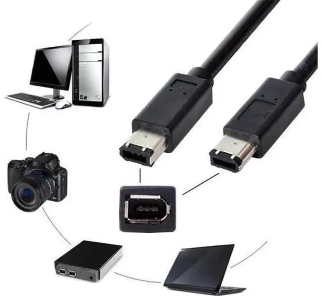Alt view image 2 of 7 - IEEE 1394 FireWire 400 6Pin to 6Pin iLink Cable 1.8M Black, 66 FireWire 400 HighSpeed Data Transfer Cord for Camcorders, Hard Drives and FireWireEnabled Peripheral Devices