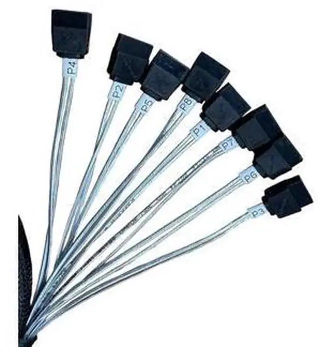 Alt view image 2 of 3 - MCIO x8 to 8×SATA Storage Cable 75CM, SFFTA1016 74Pin MCIO Host to 8Port SATA 7Pin Hard Drive Cable, MCIO RAID Controller to MultiSATA HDD SSD Internal ServerGrade Cord