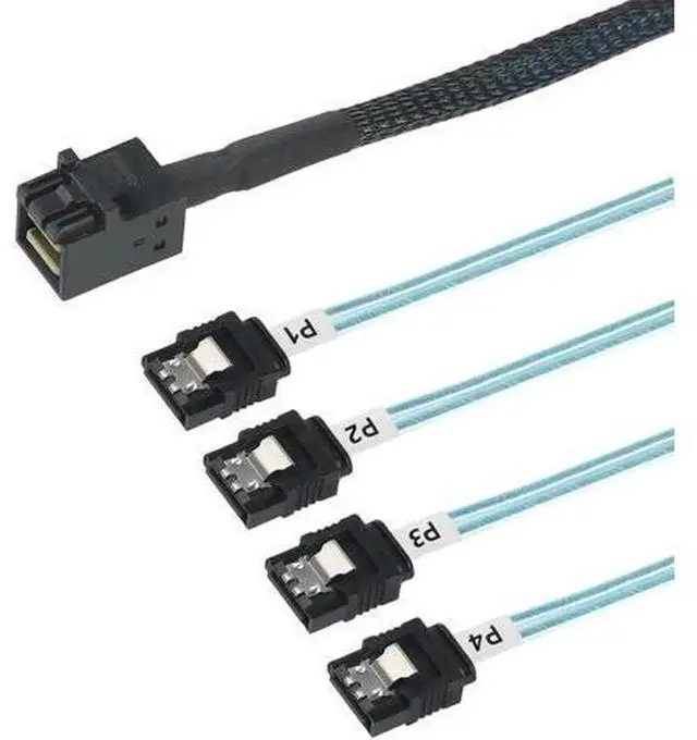 Main image of Internal Mini SAS to SATA Breakout Cable, SFF8643 to SATA Forward Breakout Cord, Compatible with Raid Controller, Server Mainboard for Internal Hard Drives Storage Connection