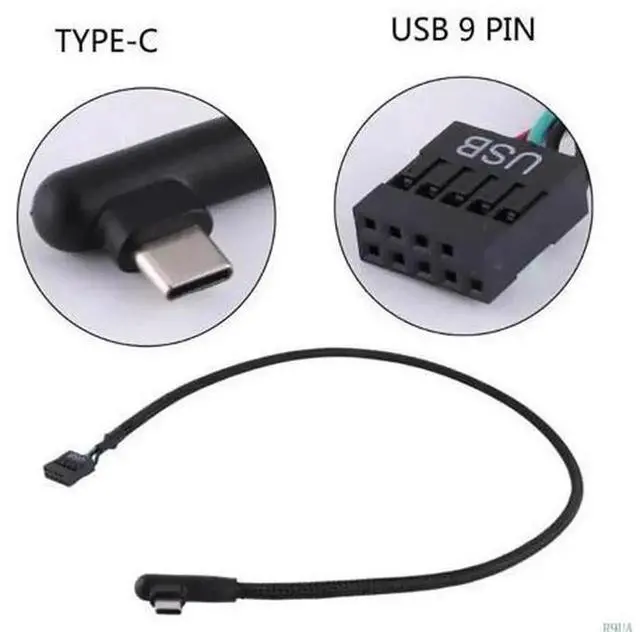 Alt view image 3 of 4 - USB 9Pin to TypeC Front Panel Cable with AntiInterference Shielding Mesh, Shielded Internal PC Case Cord 60CM, Convert Motherboard USB 9Pin Header to USBC Port for Desktop Chassis Modification