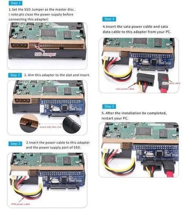 Alt view image 5 of 6 - 39Pin IDE to SATA Adapter Converter Card, IDE/PATA 3.5" Hard Disk to SATA Interface Converter with Data & Power Cable, for Old Legacy IDE HDD Data Reading Backup and Hardware Refurbishment