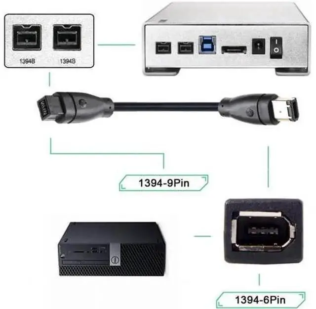 Alt view image 4 of 6 - 9 PIN to 6 PIN BETA FireWire 800FireWire 400 Cable, IEEE 1394B 1.8m Black, for Apple Sony iLink LaCie Seagate, Camcorder External HDD Industrial Camera, HighSpeed HotSwap Data Transfer Cord
