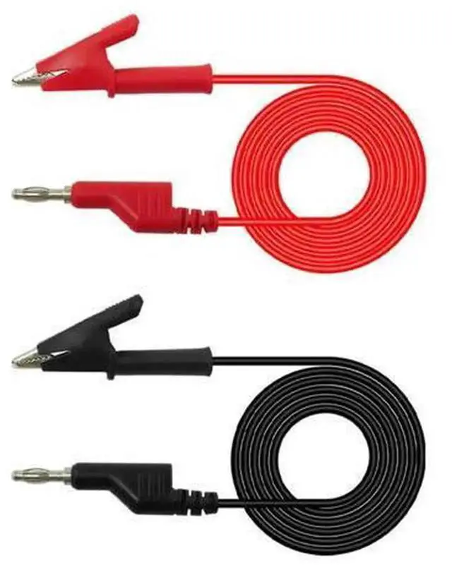 Main image of 2Pcs Multimeter Test Lead Kit, 4MM Banana Plug to Alligator Clip Test Cable 1M Length, Red Black Multimeter Probe Wire, Test Accessories for Multimeter Electrical Circuit Testing