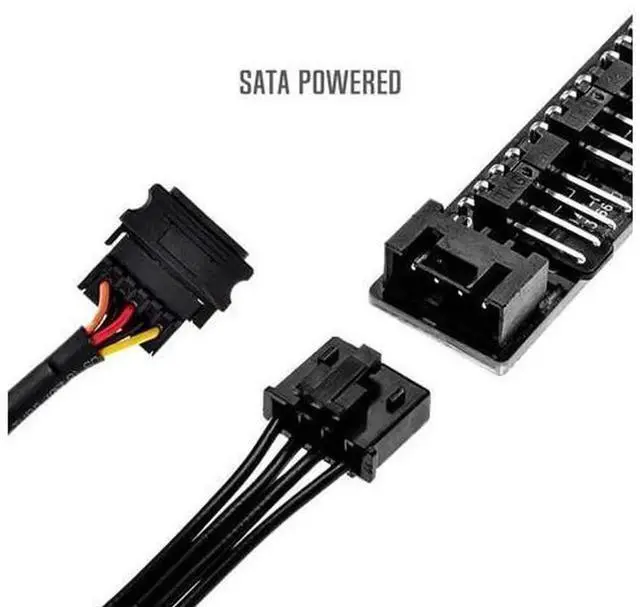 Alt view image 6 of 7 - IDCOOLING FH07 SATA Powered Fan Hub Splitter, 7Port PWM Fan Hub for 4Pin & 3Pin PC Internal Fans, SATA Power Supply Computer Case Fan Controller for Chassis Cooling System