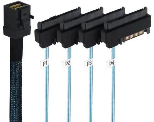 Alt view image 7 of 7 - SF012 Internal Mini SAS SFF8643 Host to 4 x SFF8482 29Pin Target Disk Cable, 6Gbps Server RAID Breakout Cord for Connect SAS Hard Drives in NAS Workstation Storage System