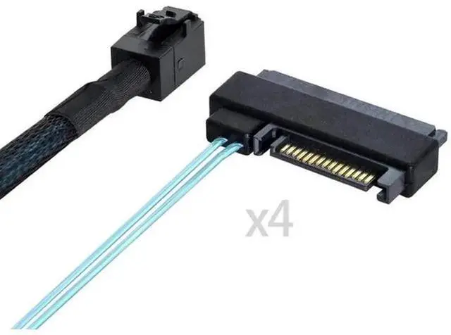 Alt view image 2 of 7 - 0.5M Internal Mini SAS SFF8643 Host to 4 x SFF8482 29Pin Target Disk Breakout Cable, 6Gbps Server RAID Storage Cord for SAS Hard Drives NAS Workstation Internal Connection