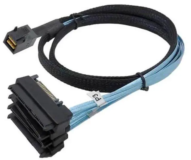 Alt view image 5 of 7 - 0.5M Internal Mini SAS SFF8643 Host to 4 x SFF8482 29Pin Target Disk Breakout Cable, 6Gbps Server RAID Storage Cord for SAS Hard Drives NAS Workstation Internal Connection