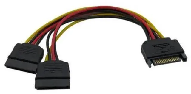 Main image of 10Pcs/Lot SATA 15Pin Male to Dual SATA Female Power Splitter Cable, 15Pin SATA Power YSplitter Cord for Desktop HDD SSD Hard Drive Power Supply Expansion