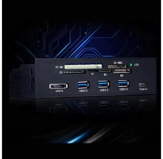Alt view image 3 of 5 - PC FrontPanel Internal USB3.0 eSATA TypeC TF SD Card Reader Hub, 3.5Inch Bay MultiFunction Internal Desktop Front Panel with Card Reading USB Expansion for Desktop Computer Chassis