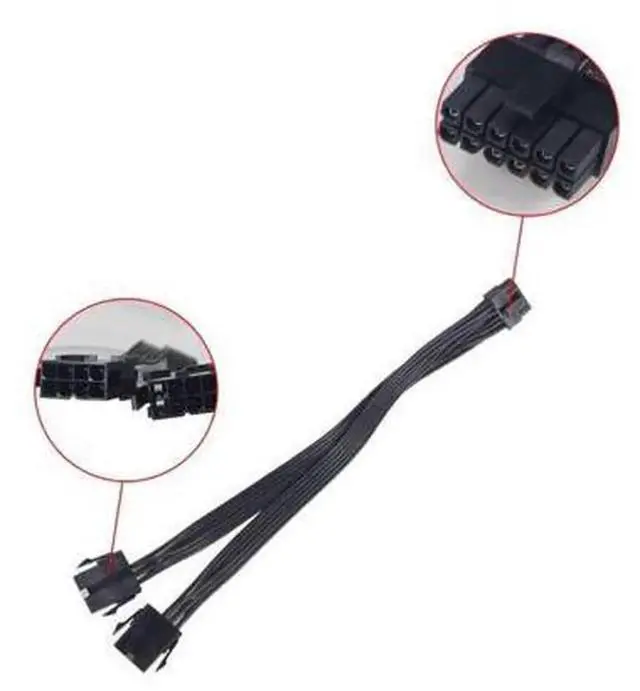 Alt view image 3 of 6 - Dual PCIe 6/8Pin Female to Mini 12Pin Male GPU Power Adapter Cable, Single CPU Cable Conversion for NVIDIA GeForce RTX 30 Series RTX 3080 RTX 3090 Graphics Card Power Supply