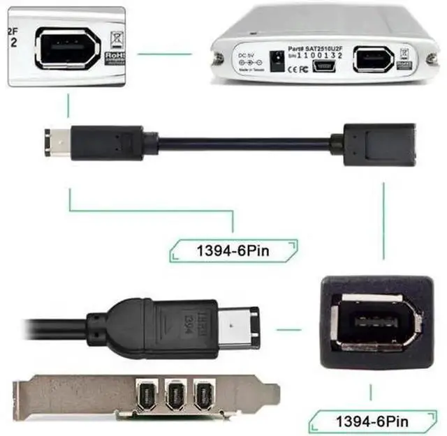 Alt view image 6 of 6 - IEEE 1394 6Pin Male to Female Extension Cable, 20cm Firewire 400 to 400 Short Cord for Data Transfer, Video Capture Card, Digital Camcorder & Industrial Firewire Peripherals