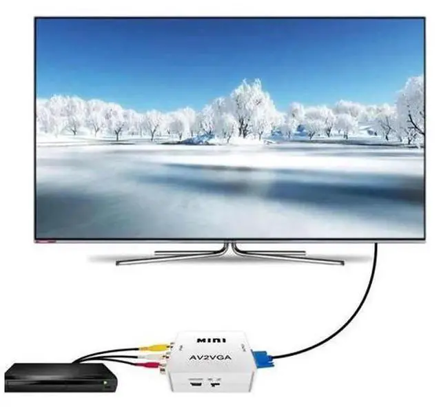 Alt view image 4 of 4 - Portable AV RCA CVBS to VGA Video Adapter, PlugandPlay Multifunctional HDTV Converter with CableFree Display Output for SetTop Box, DVD Player, Analog Camera to VGA Monitor